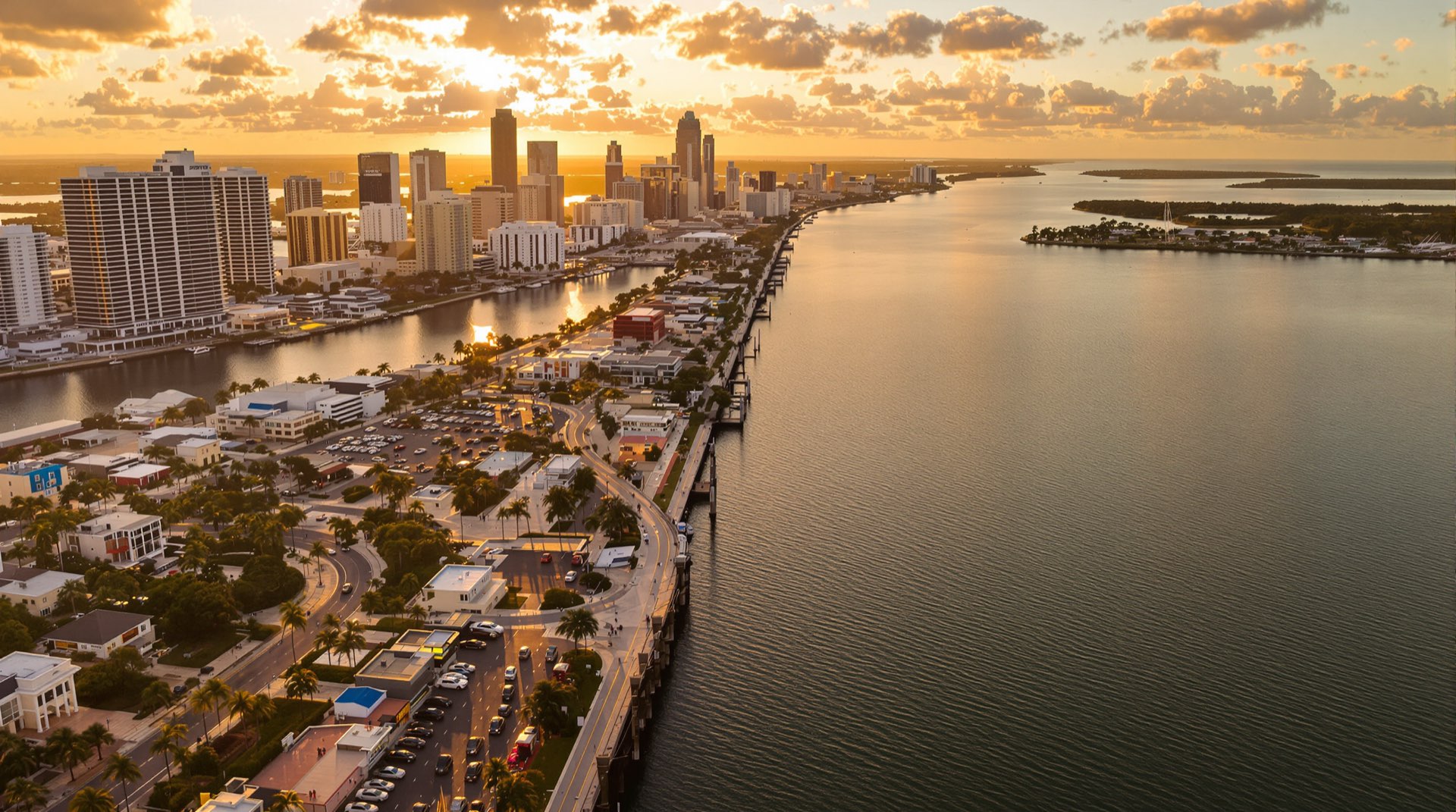Aerial view of West Palm Beach and the Intracoastal Waterway in Palm Beach County