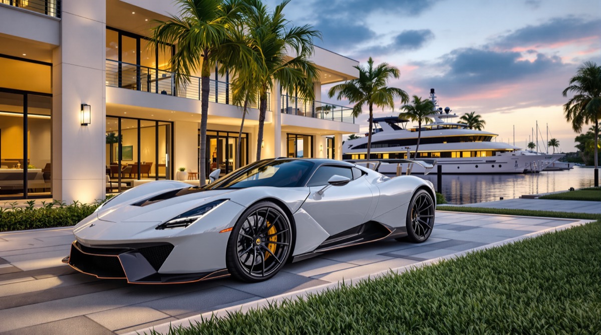 White exotic sports car sourced by a Fort Lauderdale auto broker