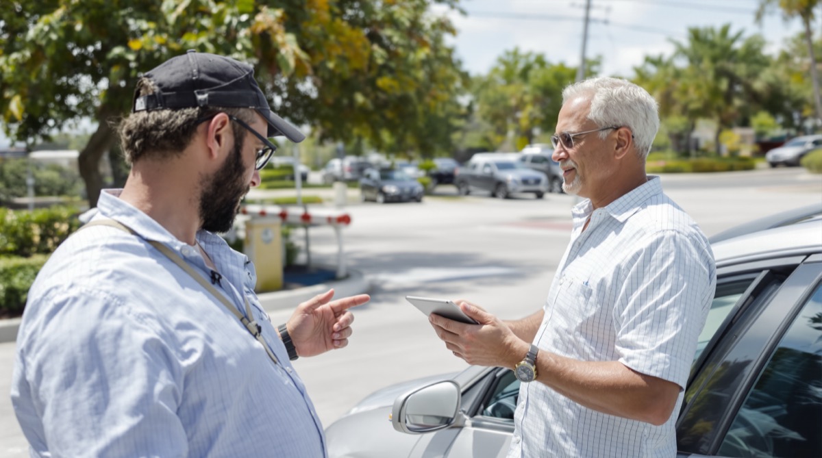 Trade-in appraisal of a used sedan in South Florida